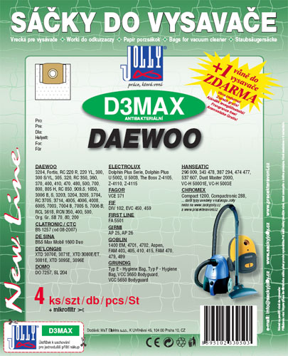 D 3 MAX sáčky do vysavače Daewoo (4 ks) 